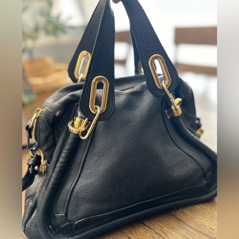 Chloe Medium Paraty Shoulder Bag, Black Authentic